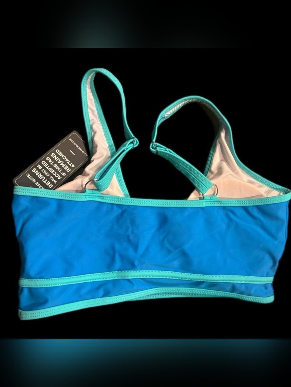 Sporty Blue Two-Piece Bikini Set with Aqua Trim - Picture 4 of 8